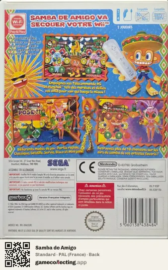 Samba de Amigo Nintendo Wii, France box back