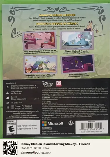 Disney Illusion Island Starring Mickey & Friends Xbox Series X, NTSC box back