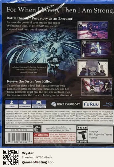 Crystar PlayStation 4, NTSC box back