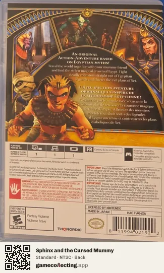 Sphinx and the Cursed Mummy Nintendo Switch, NTSC box back