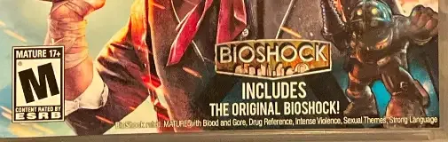 BioShock Infinite, the ESRB box on its front
