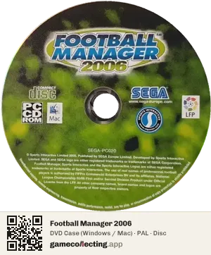 Football Manager 2006 Computer, PAL disc