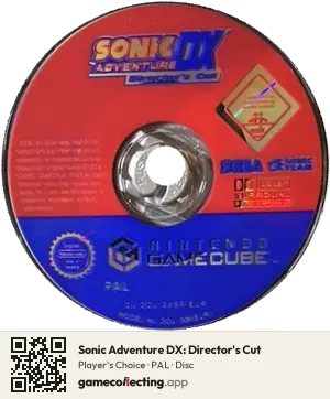 Sonic Adventure DX: Director's Cut Nintendo GameCube, PAL disc