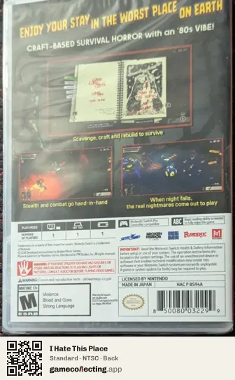 I Hate This Place Nintendo Switch, NTSC box back