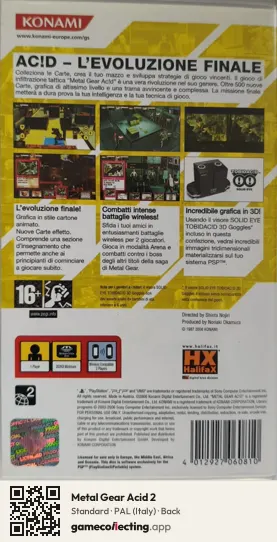 Metal Gear Acid 2 PlayStation Portable, Italy box back