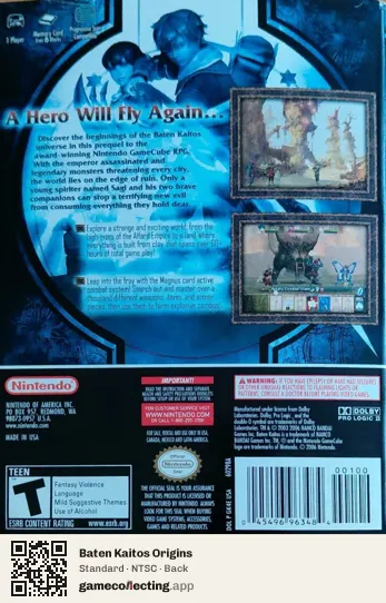 Baten Kaitos Origins Nintendo GameCube, NTSC box back