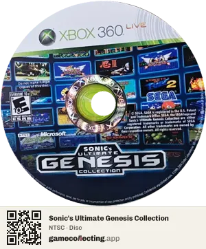 Sonic's Ultimate Genesis Collection Xbox 360, NTSC disc