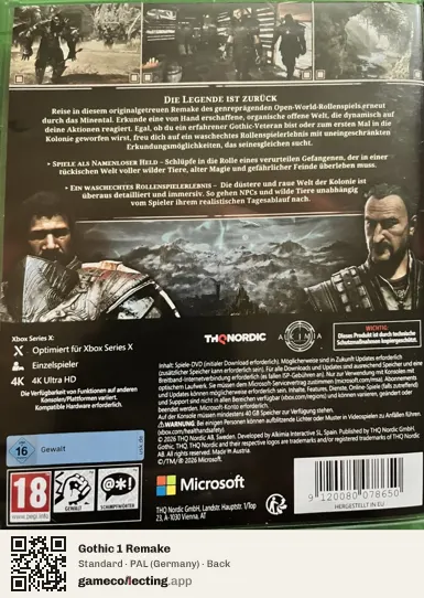 Gothic 1 Remake Xbox Series X, Germany box back