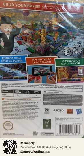 Monopoly Nintendo Switch, United Kingdom box back