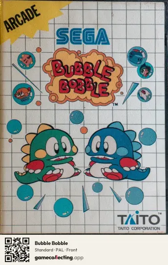 Bubble Bobble Sega Master System, PAL box front