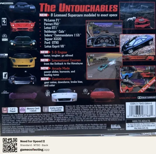 Need for Speed II PlayStation, NTSC box back