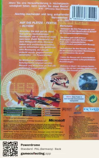 Powerdrome Xbox, Germany box back