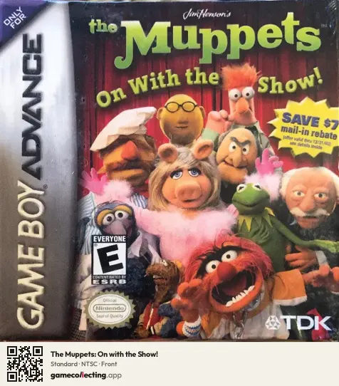 The Muppets: On with the Show! Game Boy Advance, NTSC box front