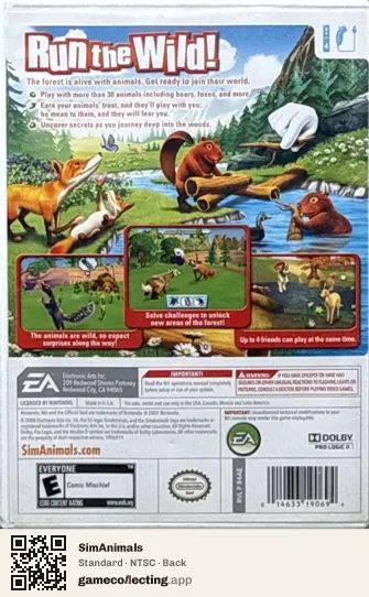 SimAnimals Nintendo Wii, NTSC box back