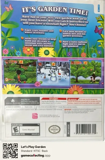 Let's Play Garden Nintendo Wii, NTSC box back