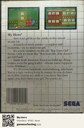 My Hero Sega Master System, NTSC box back