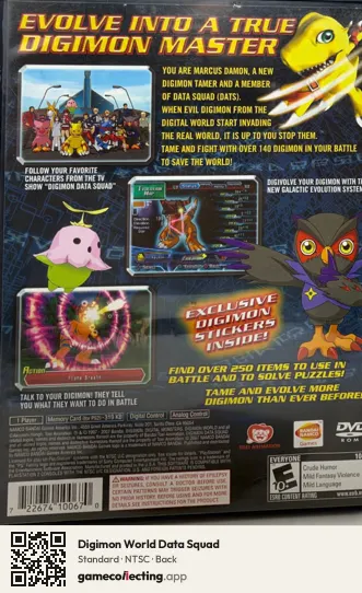 Digimon World Data Squad PlayStation 2, NTSC box back