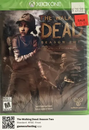 The Walking Dead: Season Two Xbox One, NTSC box front