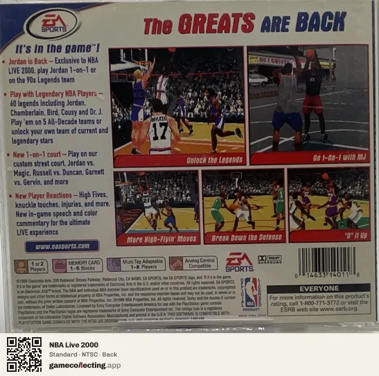 NBA Live 2000 PlayStation, NTSC box back
