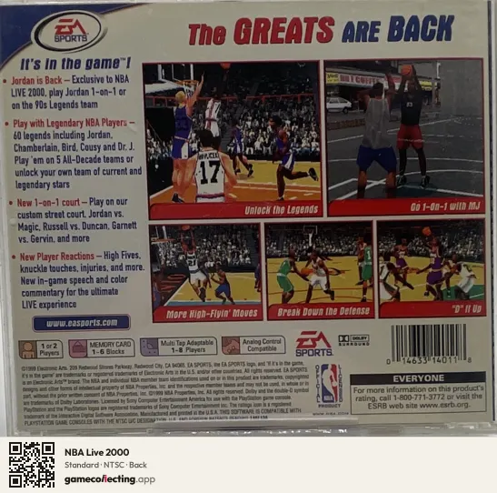 NBA Live 2000 PlayStation, NTSC box back