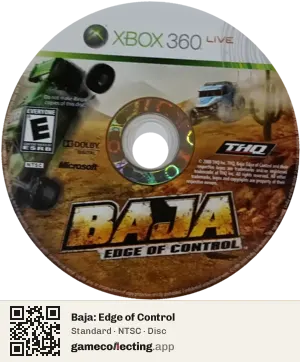 Baja: Edge of Control Xbox 360, NTSC disc