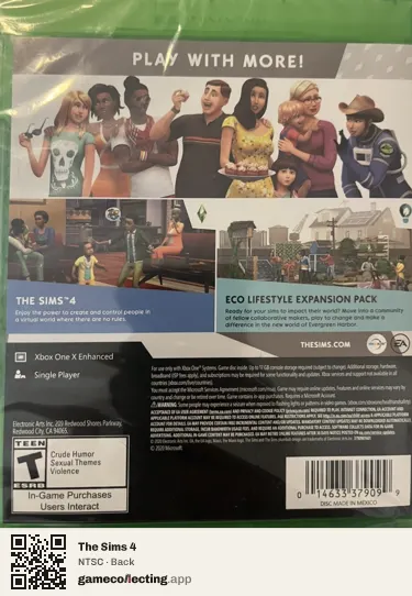 The Sims 4 Xbox One, NTSC box back