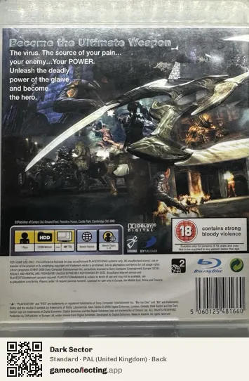 Dark Sector PlayStation 3, United Kingdom box back