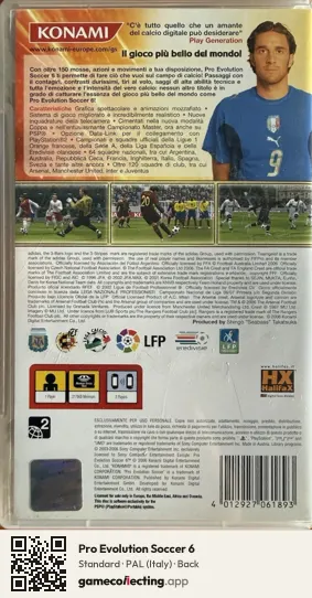 Pro Evolution Soccer 6 PlayStation Portable, Italy box back
