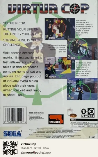 Virtua Cop Sega Saturn, NTSC box back