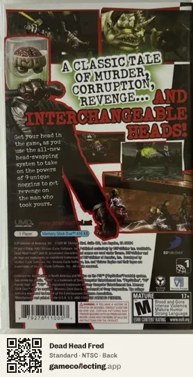 Dead Head Fred PlayStation Portable, NTSC box back