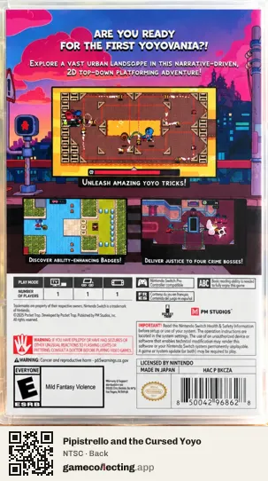 Pipistrello and the Cursed Yoyo Nintendo Switch, NTSC box back