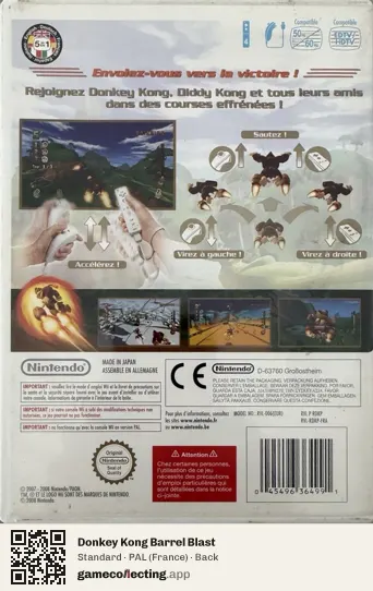 Donkey Kong Barrel Blast Nintendo Wii, France box back