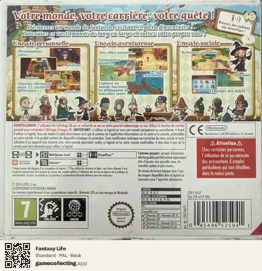Fantasy Life Nintendo 3DS, PAL box back
