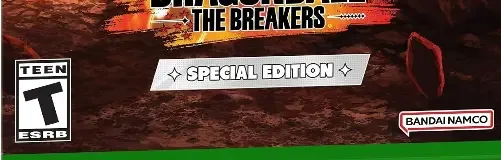 Dragon Ball: The Breakers, the ESRB box on its front