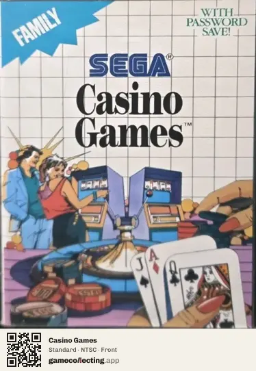 Casino Games Sega Master System, NTSC box front