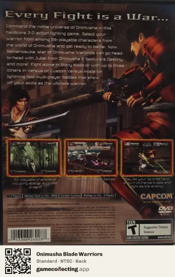 Onimusha Blade Warriors PlayStation 2, NTSC box back