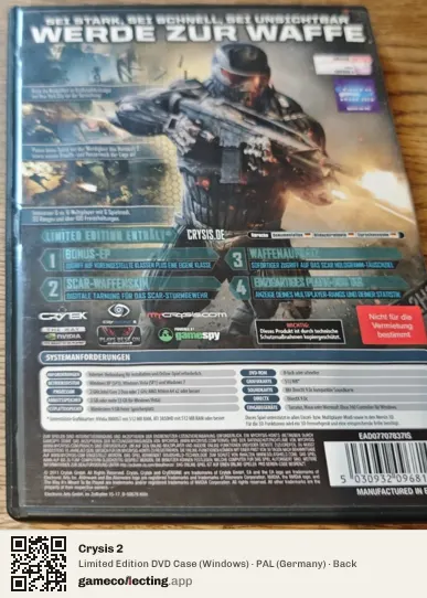 Crysis 2 Computer, Germany box back
