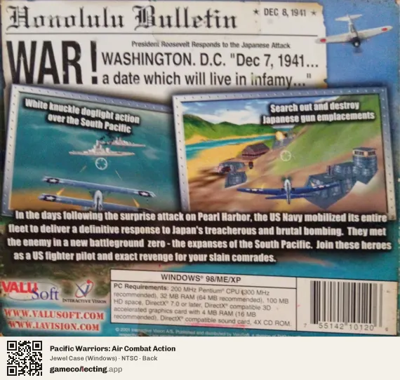 Pacific Warriors: Air Combat Action Computer, NTSC box back
