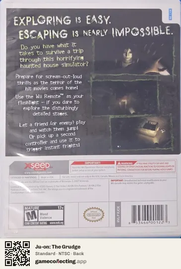 Ju-on: The Grudge Nintendo Wii, NTSC box back
