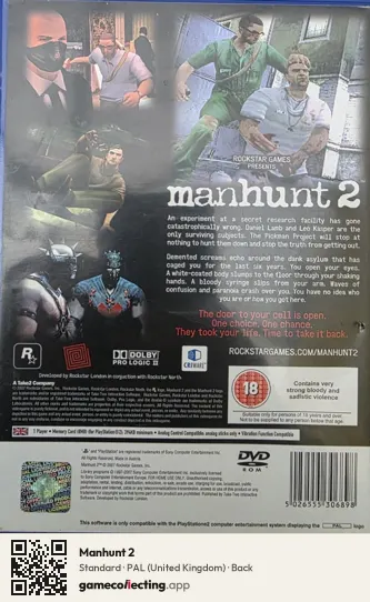 Manhunt 2 PlayStation 2, United Kingdom box back
