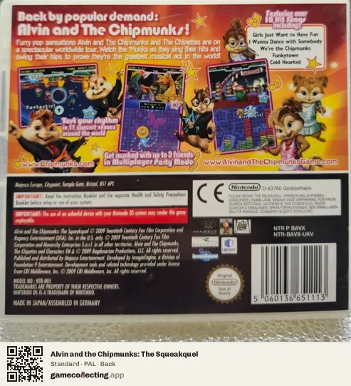 Alvin and the Chipmunks: The Squeakquel Nintendo DS, PAL box back