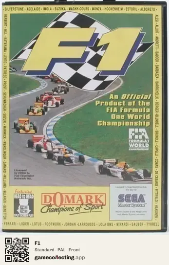 F1 Sega Master System, PAL box front