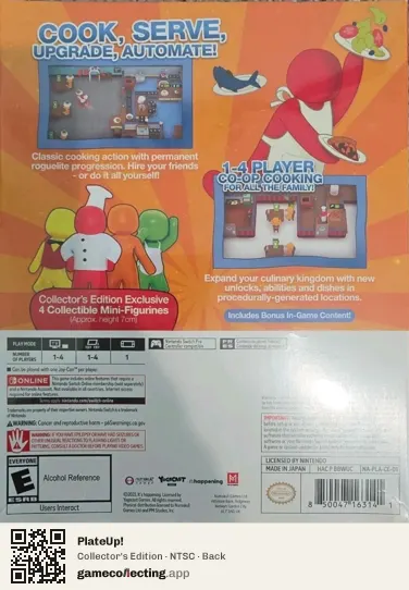 PlateUp! Nintendo Switch, NTSC box back