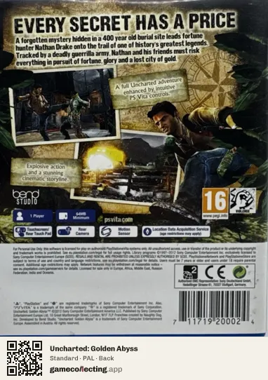 Uncharted: Golden Abyss PlayStation Vita, PAL box back