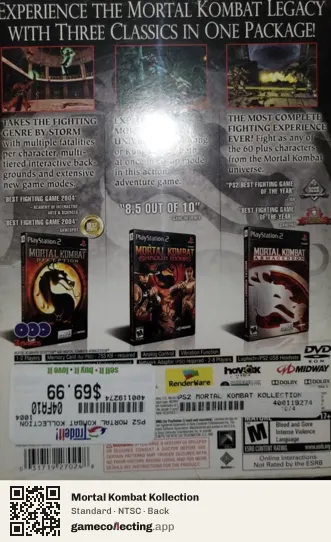 Mortal Kombat Kollection PlayStation 2, NTSC box back