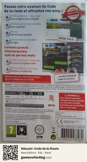 Réussir: Code de la Route Nintendo Switch, PAL box back