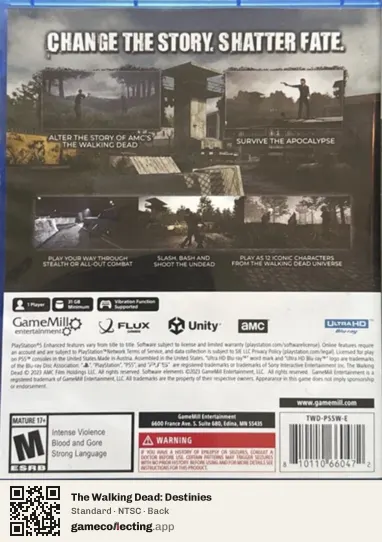 The Walking Dead: Destinies PlayStation 5, NTSC box back