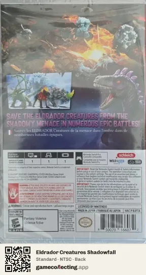 Eldrador Creatures Shadowfall Nintendo Switch, NTSC box back