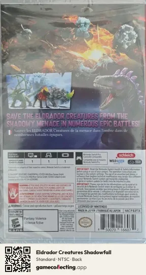 Eldrador Creatures Shadowfall Nintendo Switch, NTSC box back