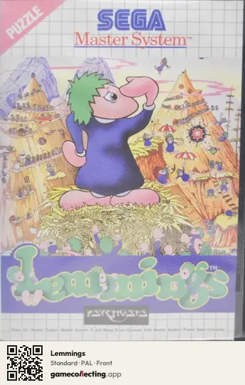 Lemmings Sega Master System, PAL box front